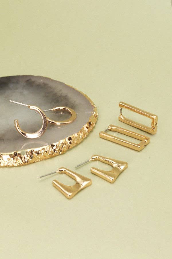 Geo Mini Trio Hoop Earring Set