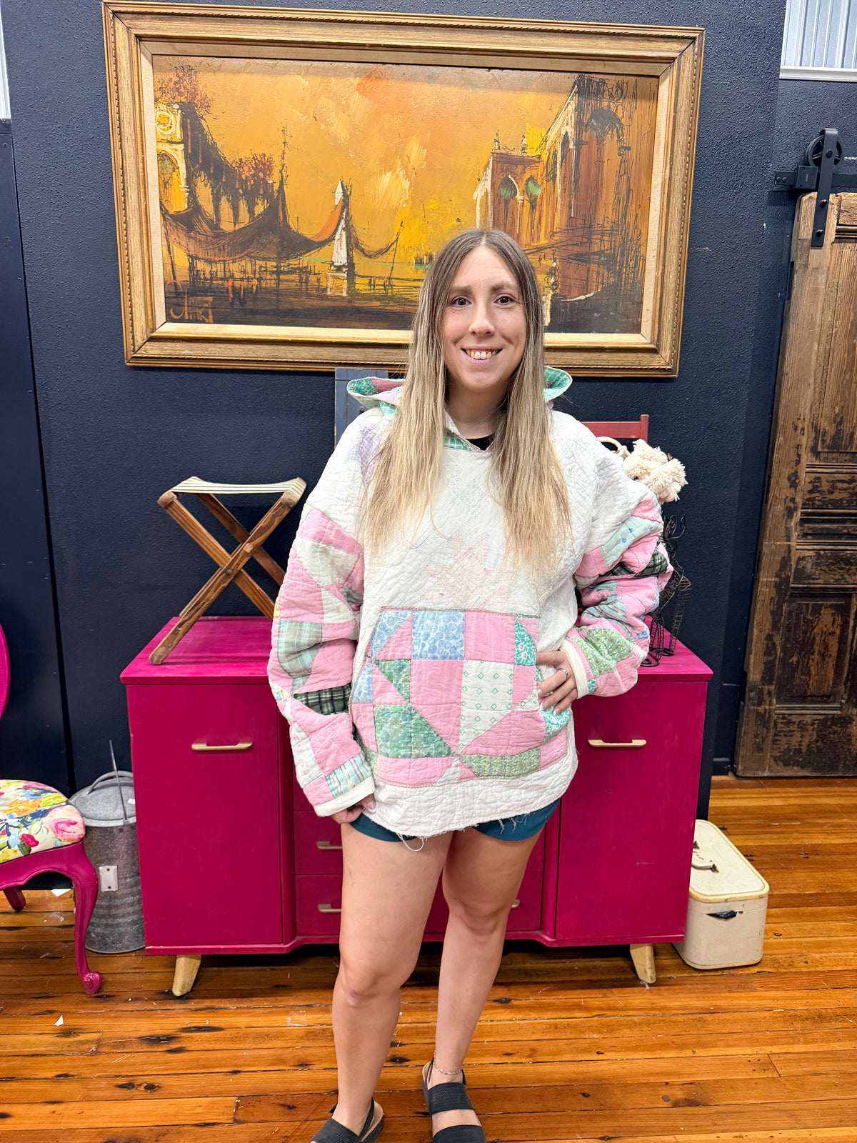 Upcycled Vintage Quilt Hoodie