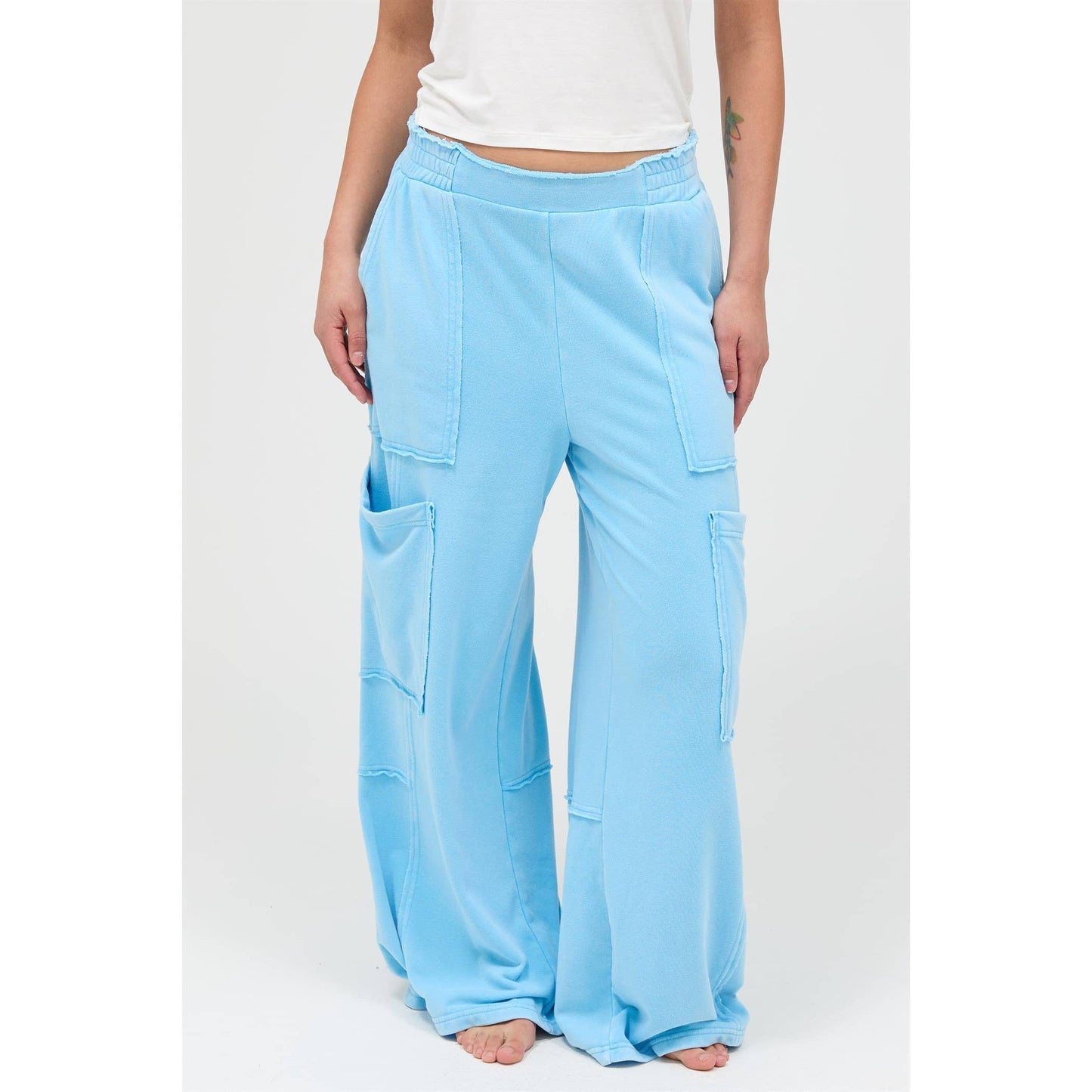 Mineral Wash Wide Leg Cargo Pants
