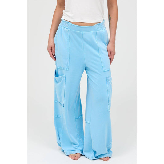 Mineral Wash Wide Leg Cargo Pants