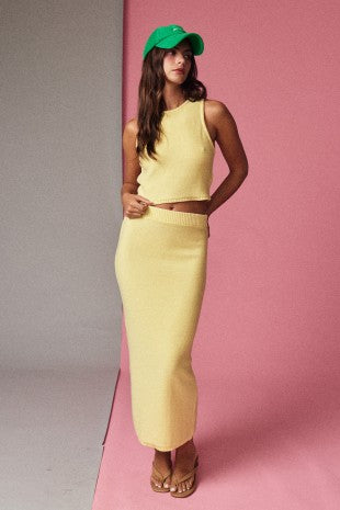 Lara Knit Top and Maxi Skirt Set - Butter Yellow (Sold Separately)