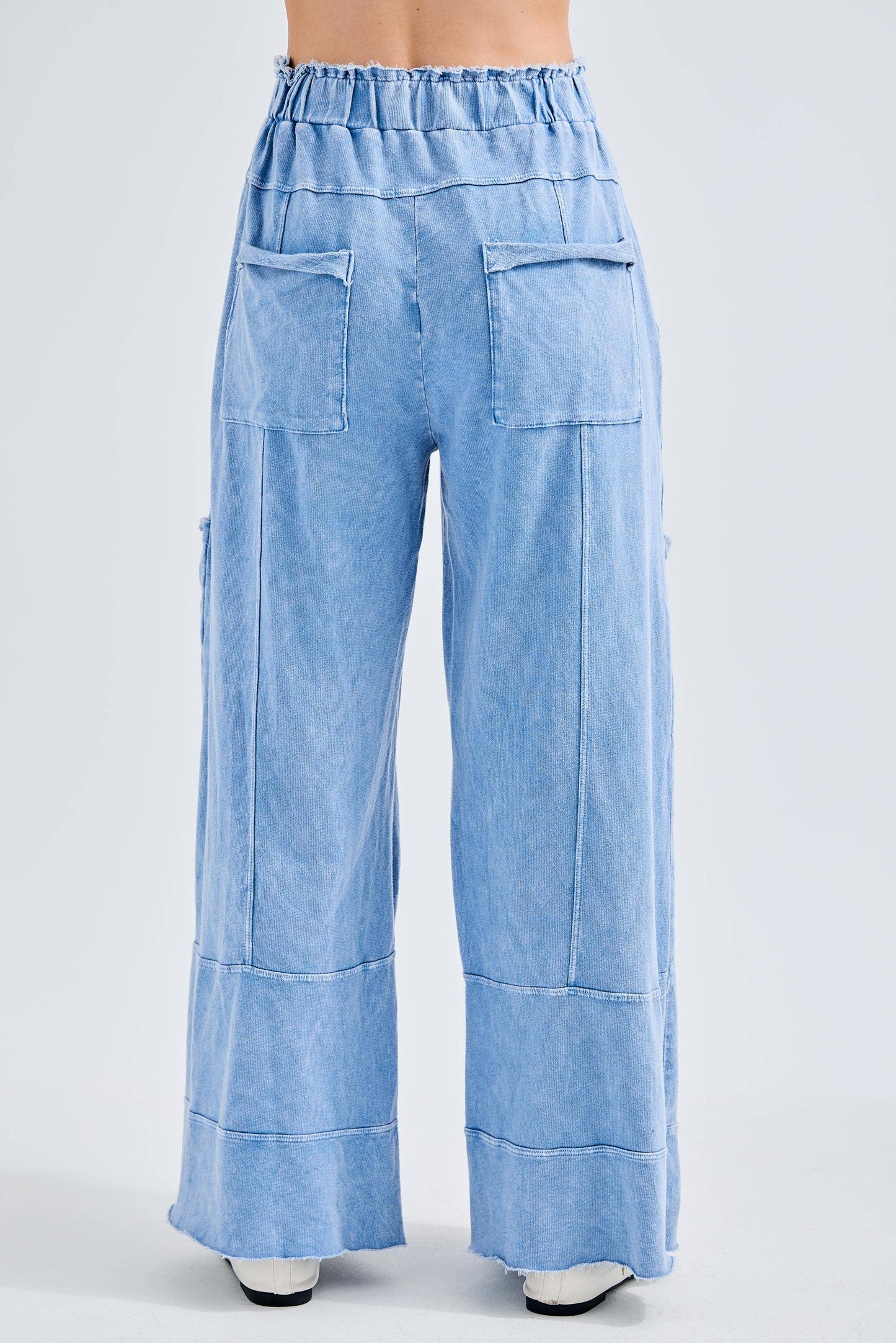 Mineral Wash Wide Leg Cropped Pants