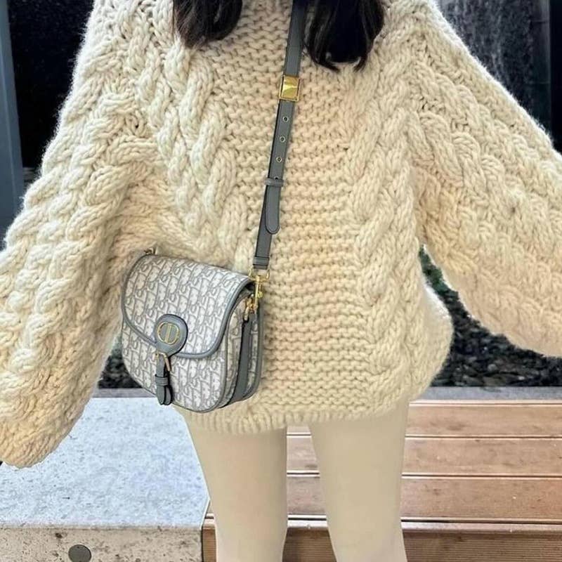 Slouchy Cable Knit Flare Sleeve Chunky Sweater Jumper