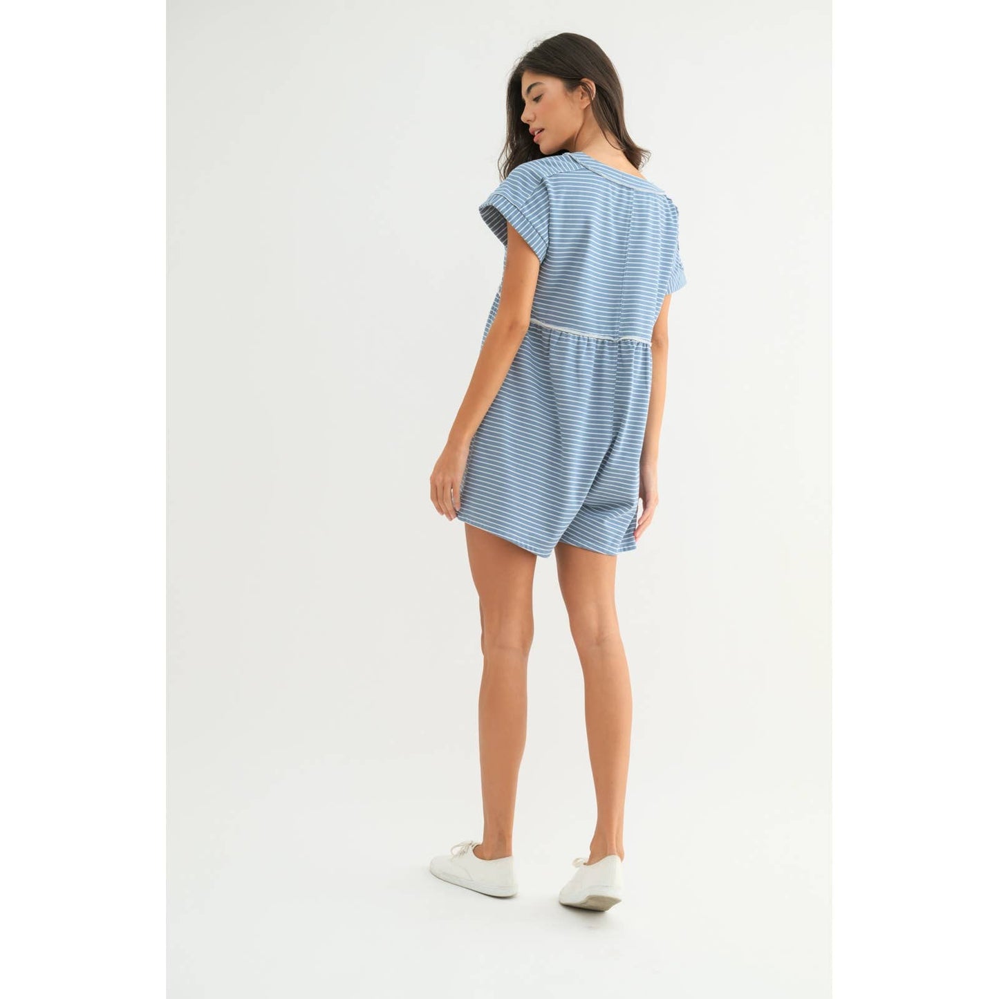 Striped Button-Up Romper