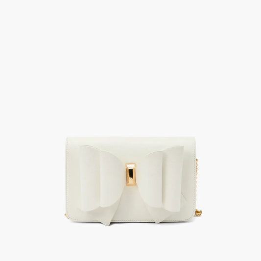 Jane Overflap Bow Crossbody - White