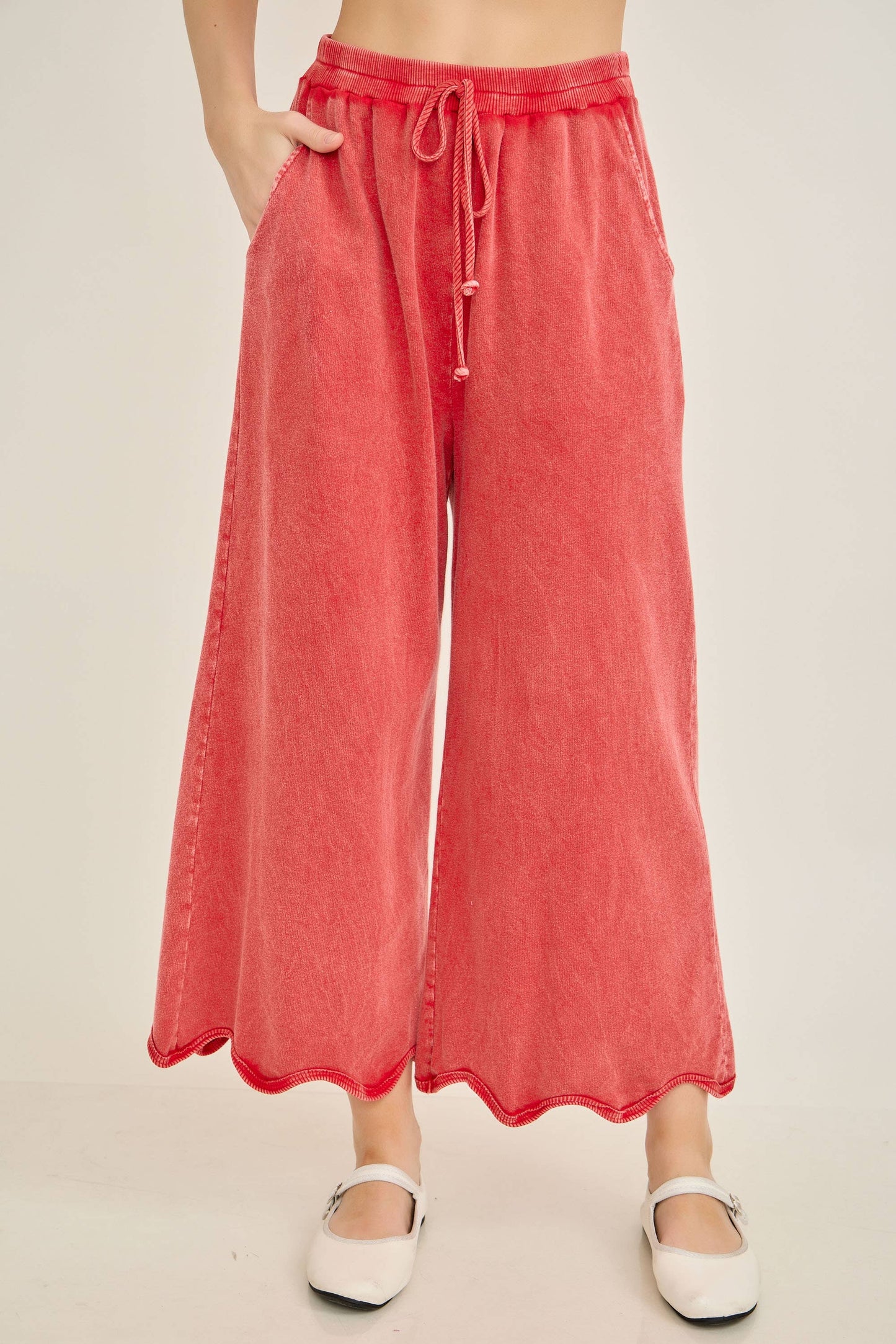 Mineral Washed Wavy Ribbed Pants