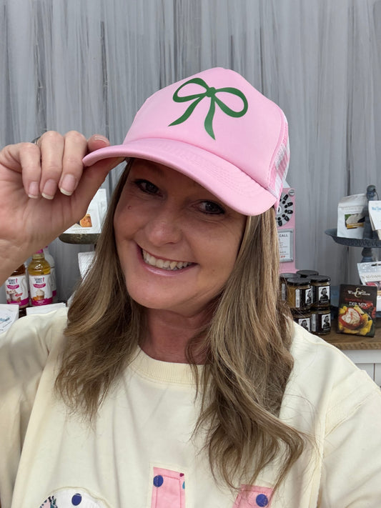 Pink Bow & Gingham Trucker Hat