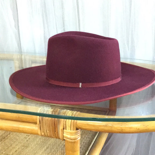 Olive & Pique Wool Felt Rancher Hat - Burgandy