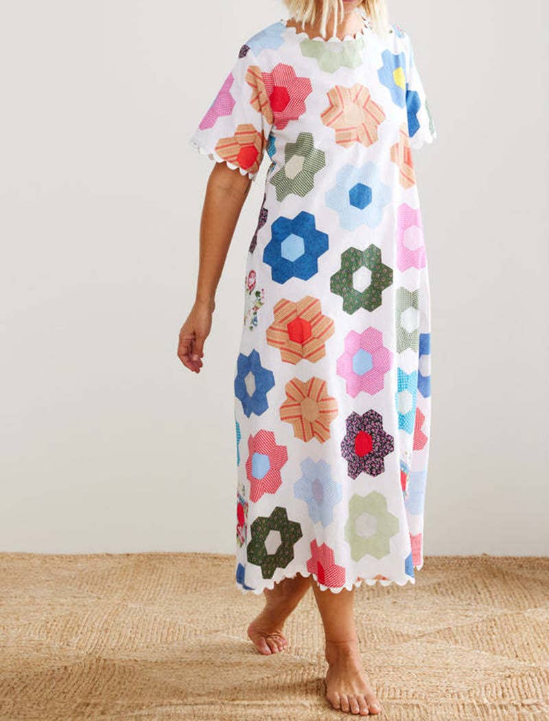 Floral Patchwork Midi Dress
