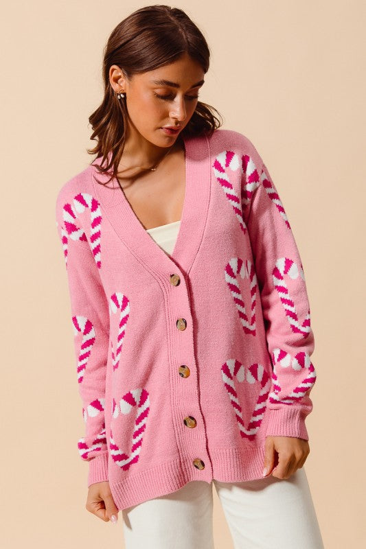 Christmas Candy Cane Sweater Cardigan