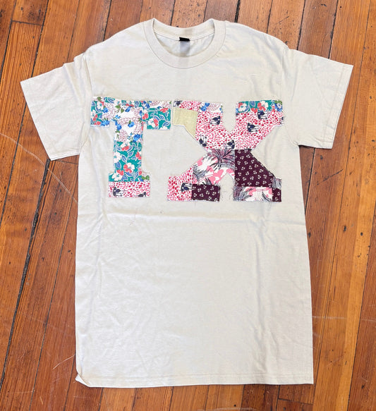 TX Vintage Quilt Patchwork Tee- Tan