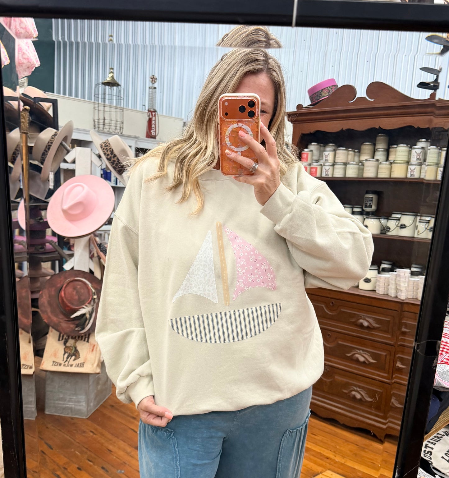 Quilted Sailboat Sweatshirt