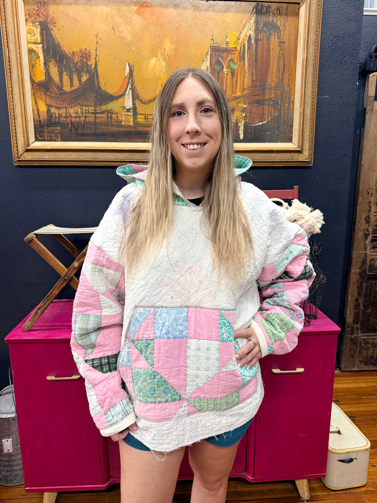 Upcycled Vintage Quilt Hoodie