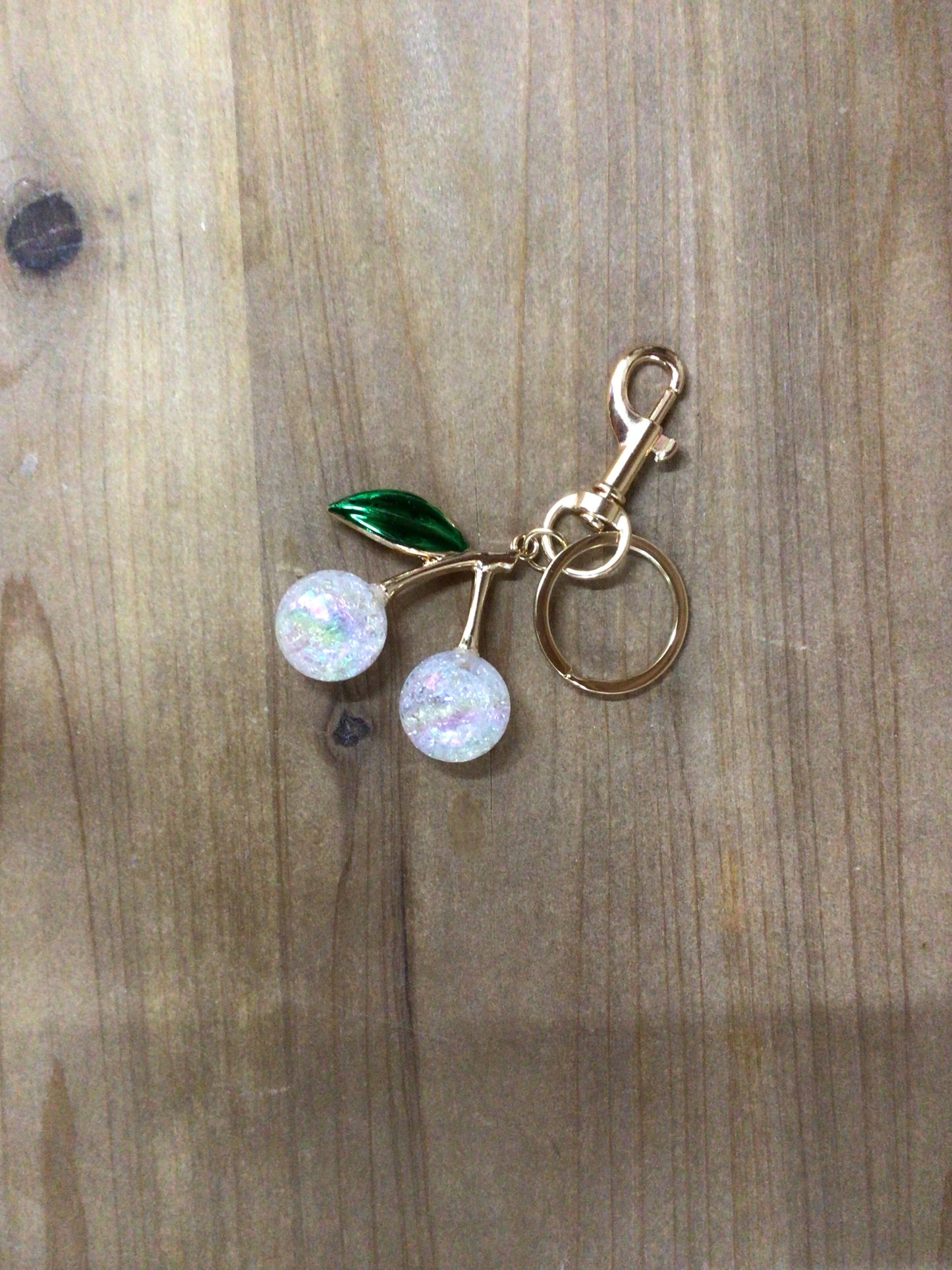 Rhinestone Cherry Drop Keychain