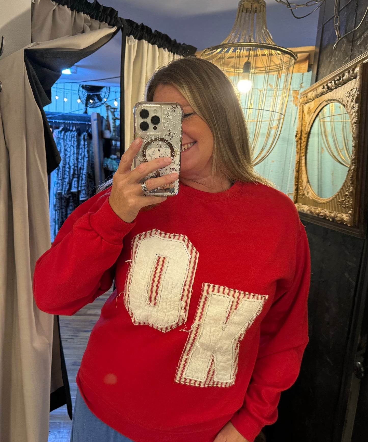 Vintage Quilt OK Sweatshirt - Red