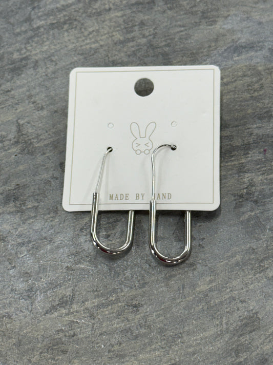 Silver Paperclip Hoop Earrings