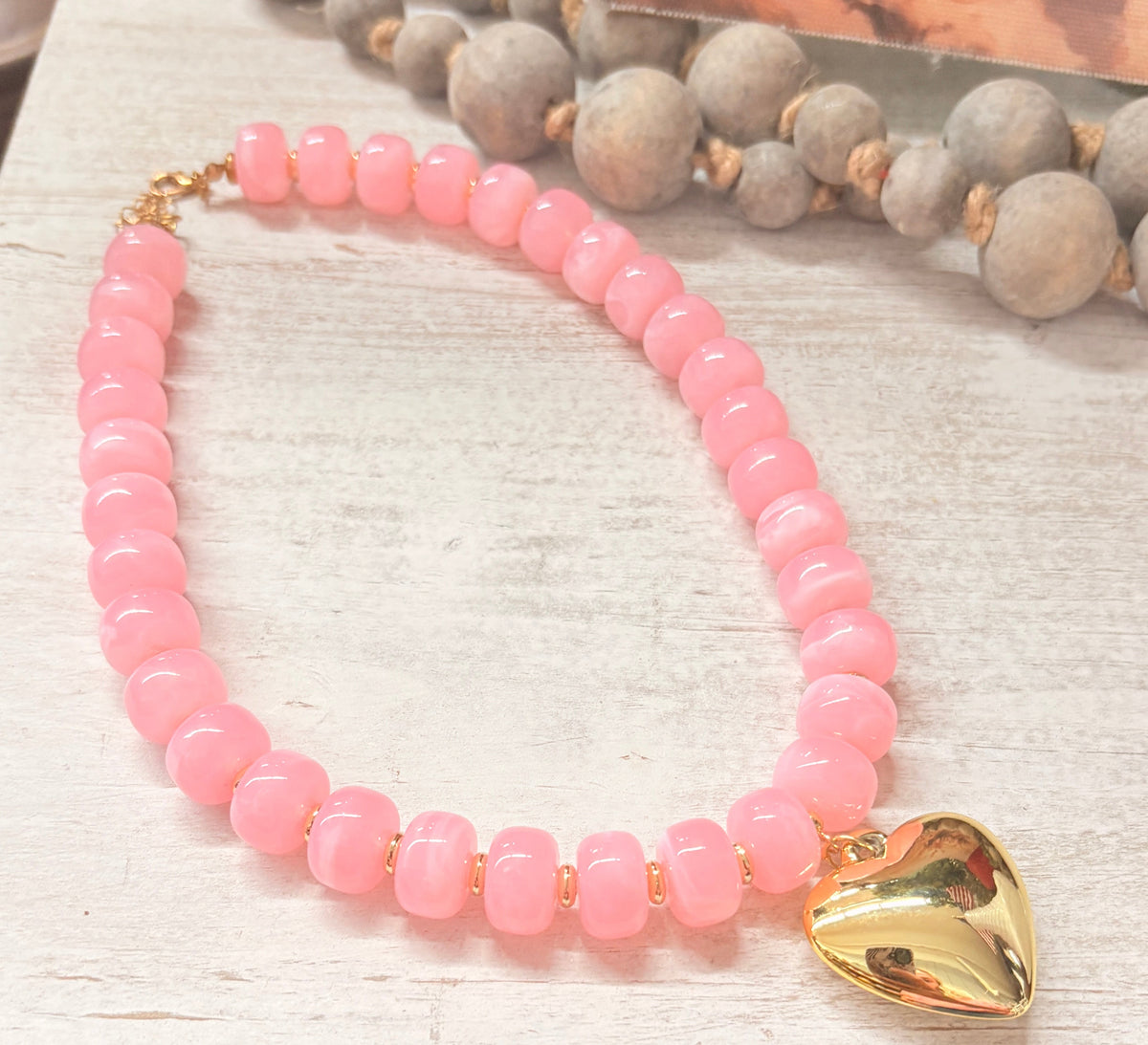 Heart Charm Beaded Necklace