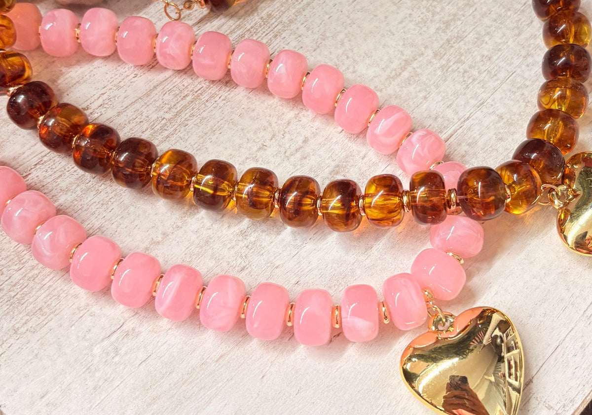 Heart Charm Beaded Necklace