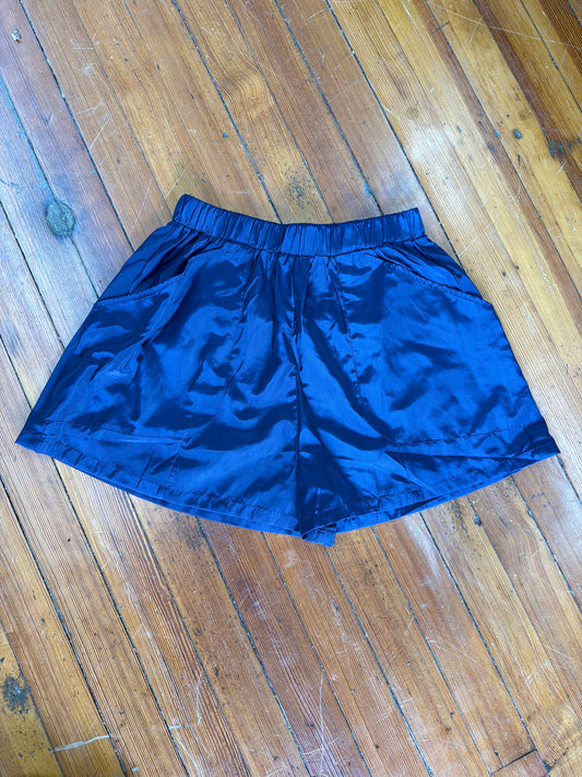 Elastic Waist Wide Leg Shorts - Navy