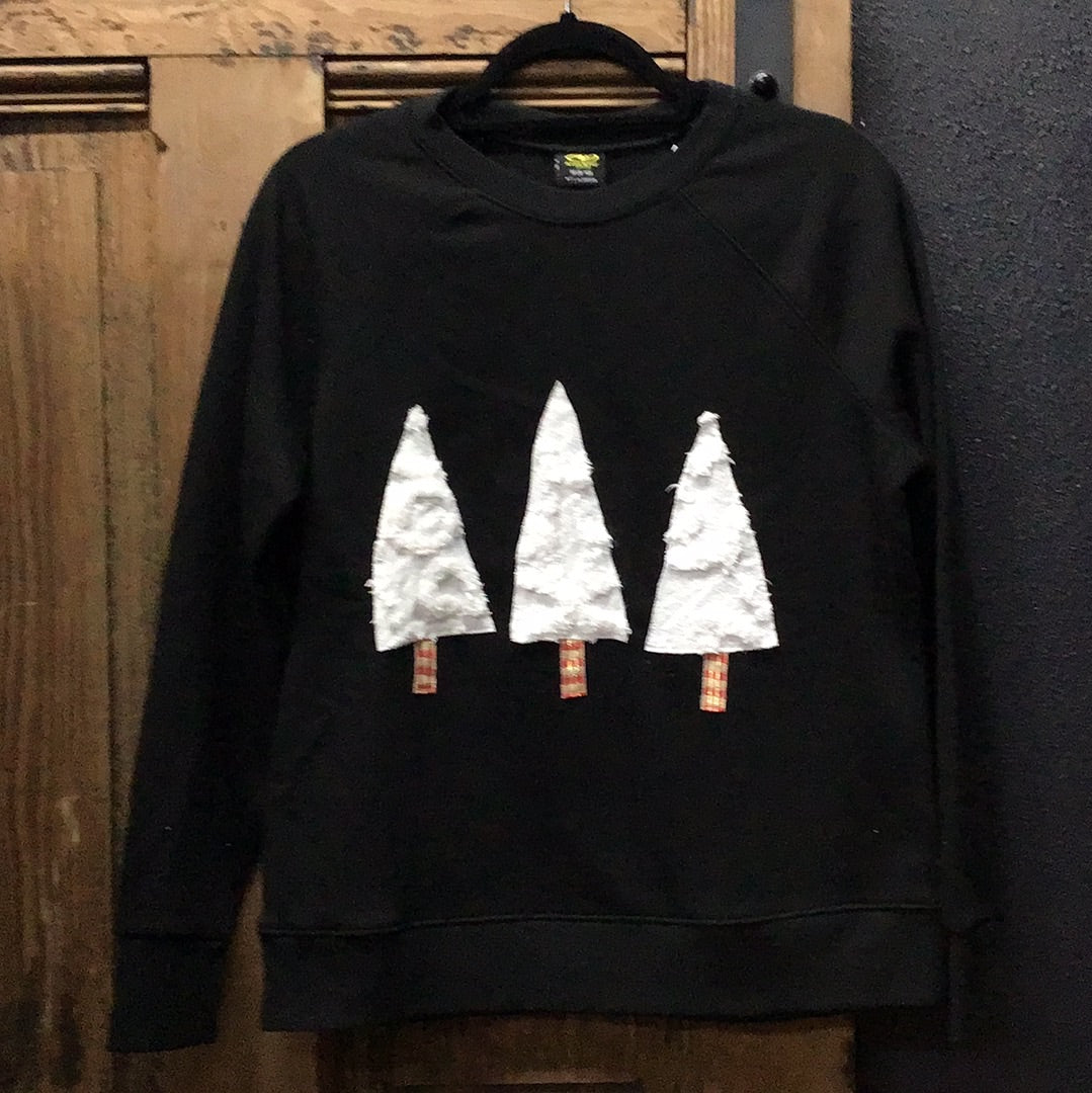 Black Stitched Christmas Tree Sweatshirt