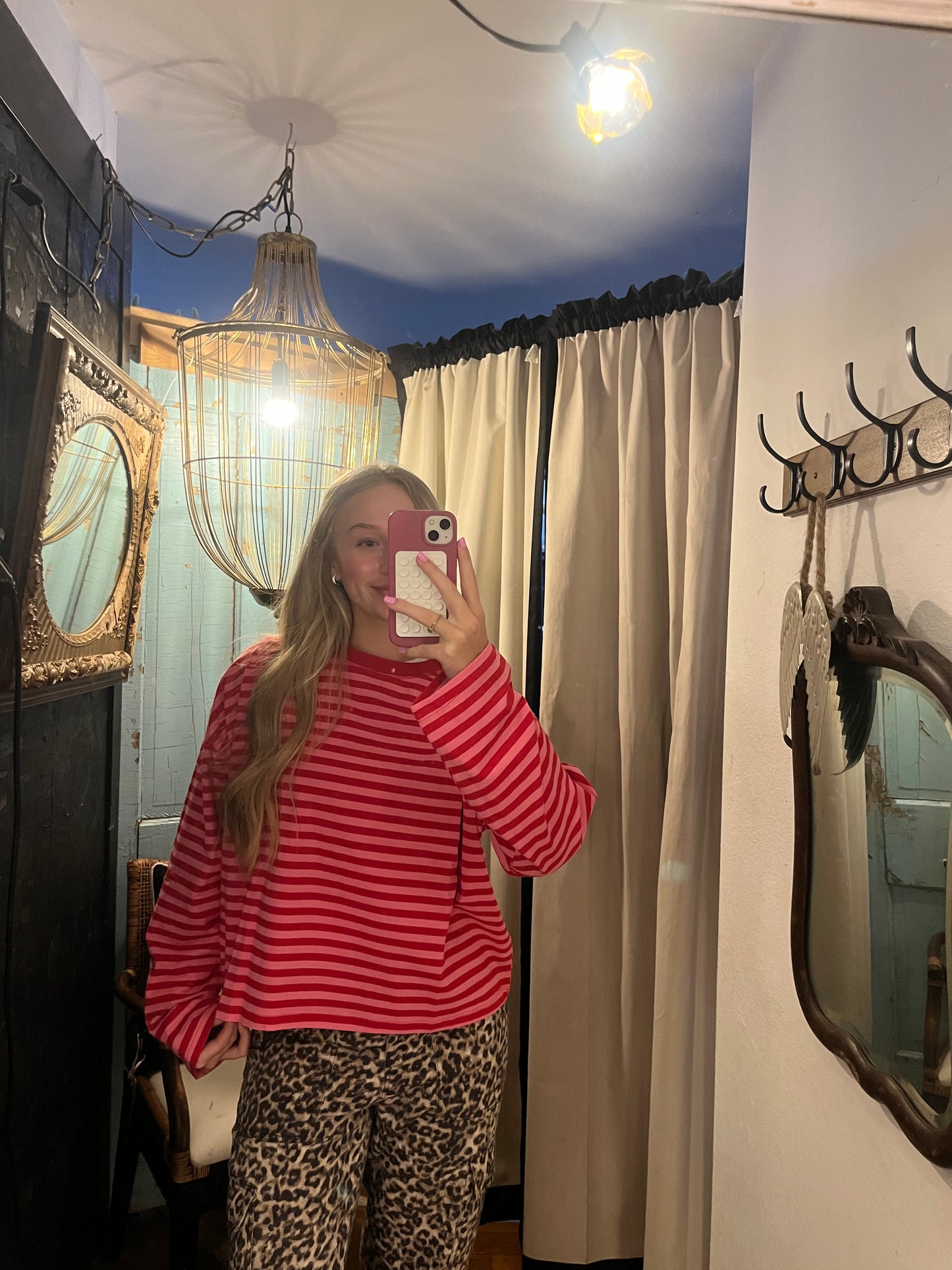 Striped Long Sleeve Knit Top