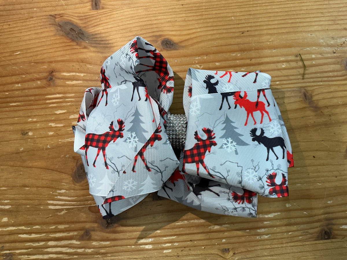 Kids Christmas Moose Hair Bow