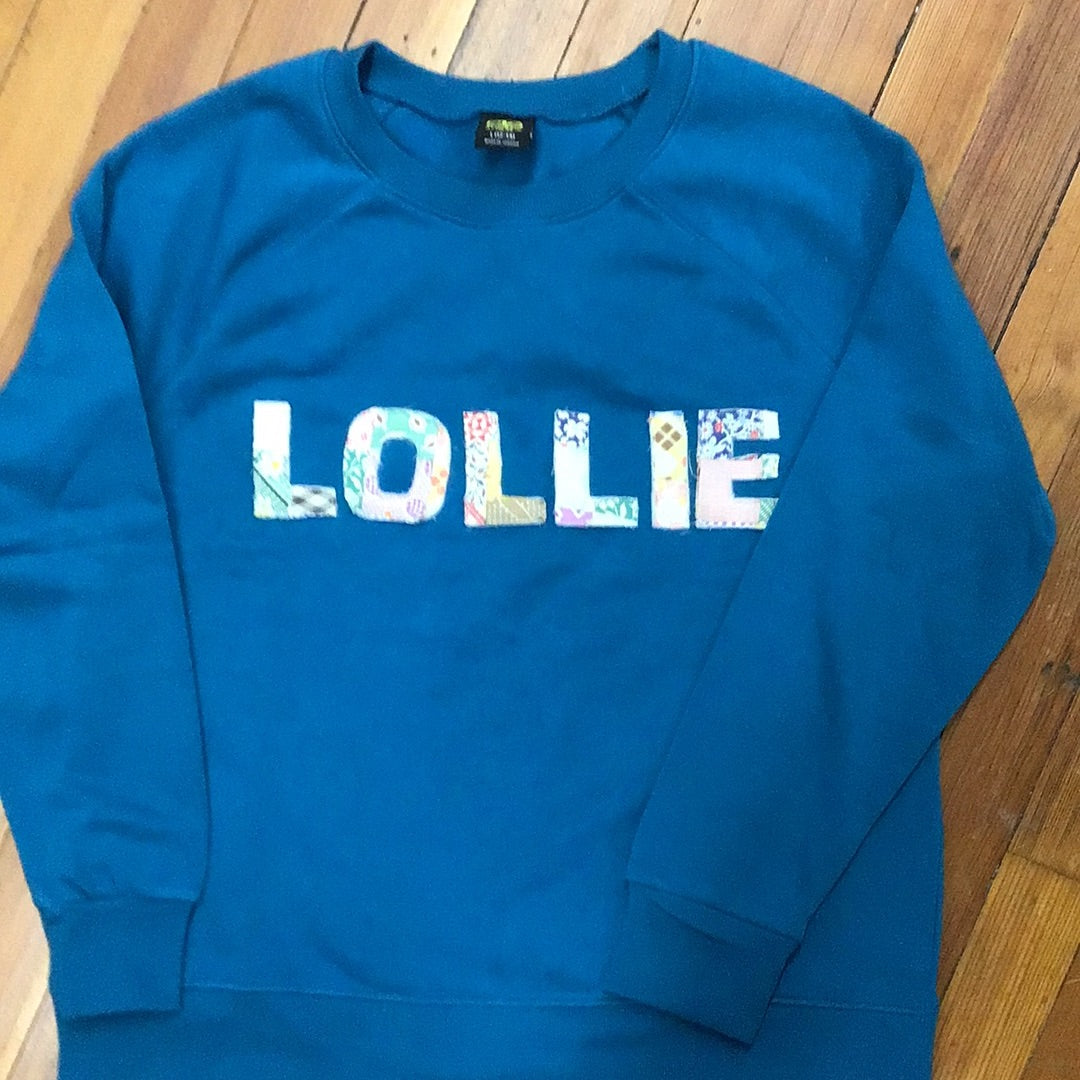 Lollie Quilt Patchwork Turquoise Sweatshirt