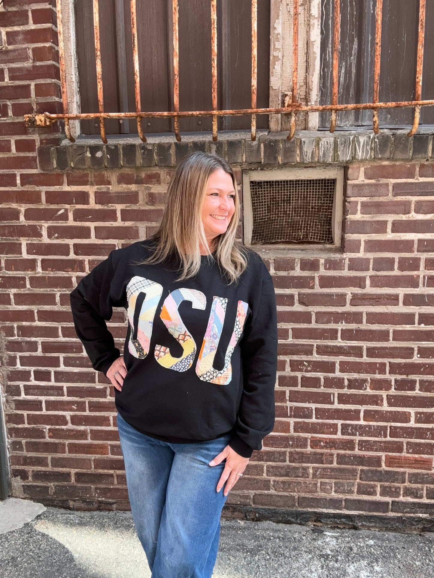 Vintage Quilt OSU Sweatshirt - Black