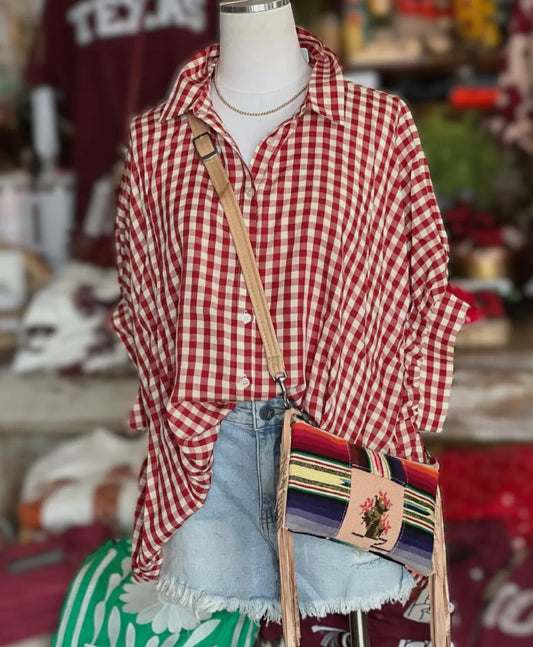 Classic Plaid Button Up Blouse