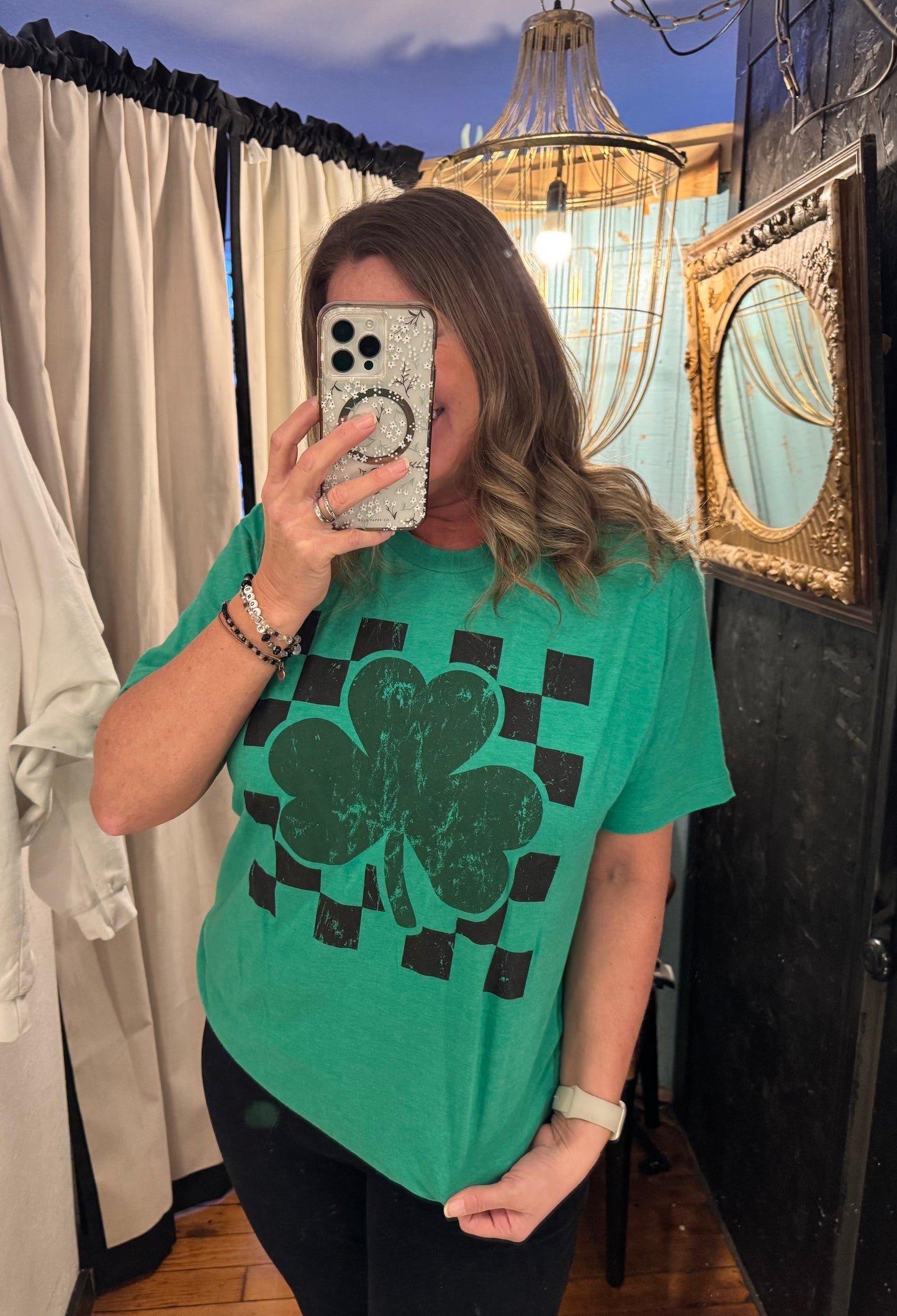 Shamrock Check Graphic Tee