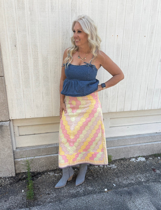 Vintage Honeycomb Pattern Quilt Skirt