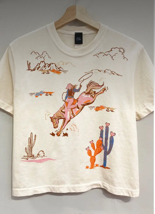 Cowgirl Collage Cropped Tee