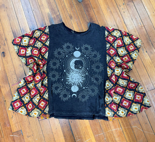 Jaded Gypsy Moon Dance Tee with Kantha Sleeves