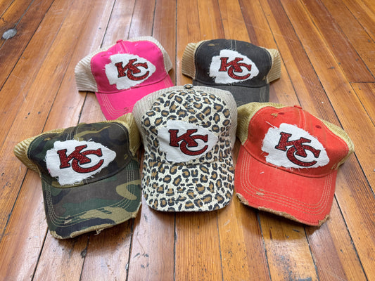 Kansas City Chiefs Vintage Hats - Red Glitter KC