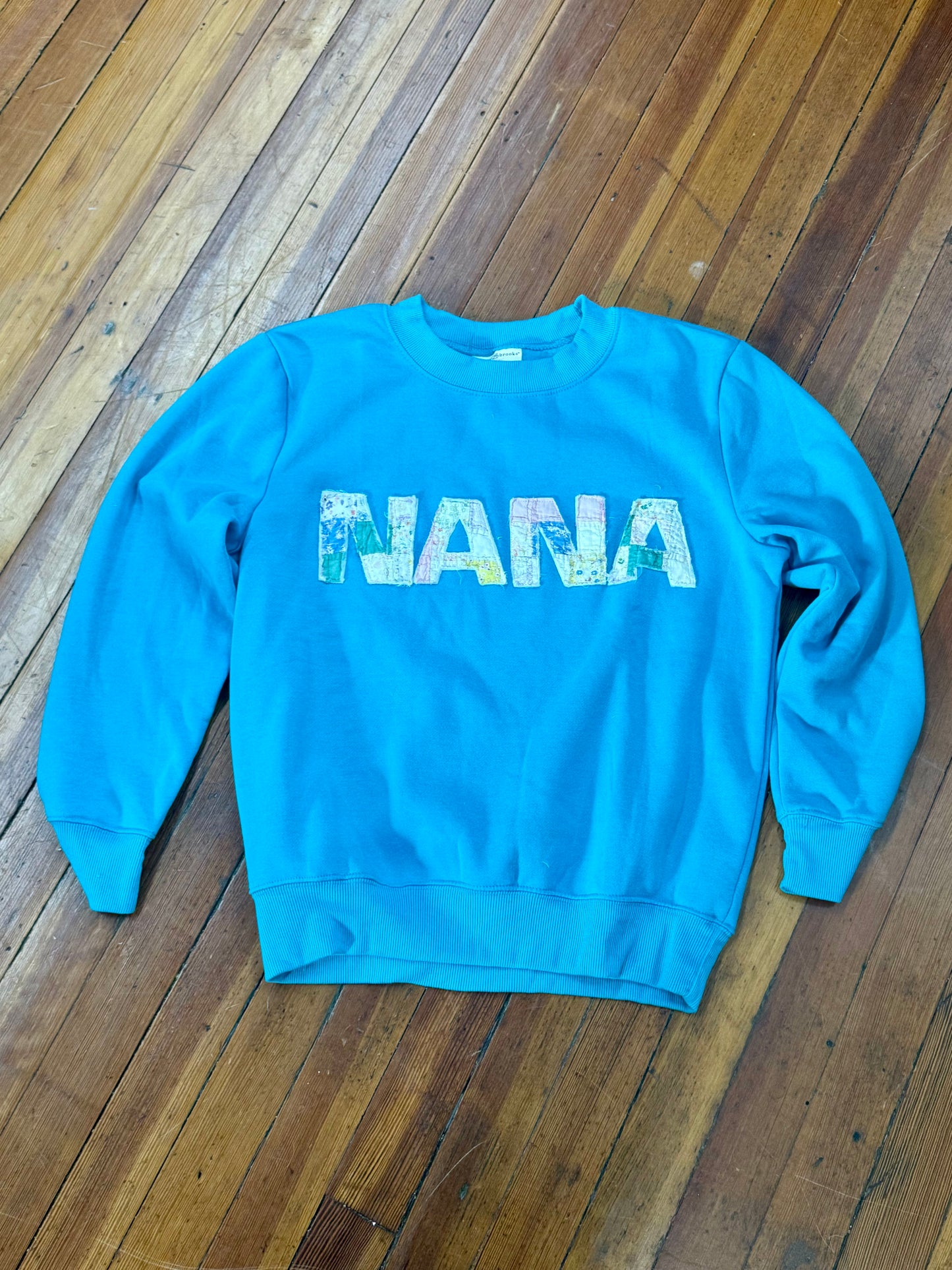 Nana Quilt Patchwork Teal Sweatshirt