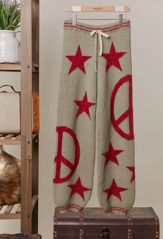 Peace and Stars Cozy Knit Pants