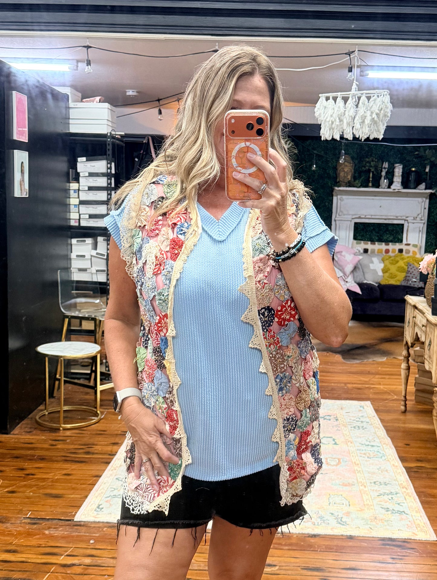 Colorful Yo Yo Quilt Pattern Vest