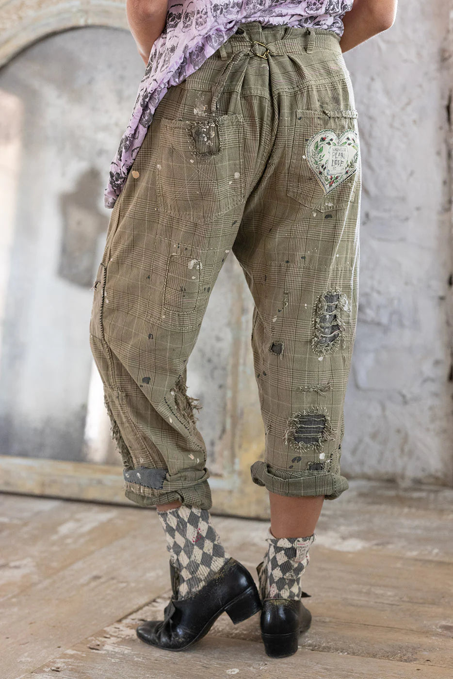 Magnolia Pearl Check Miners Pants with Paint