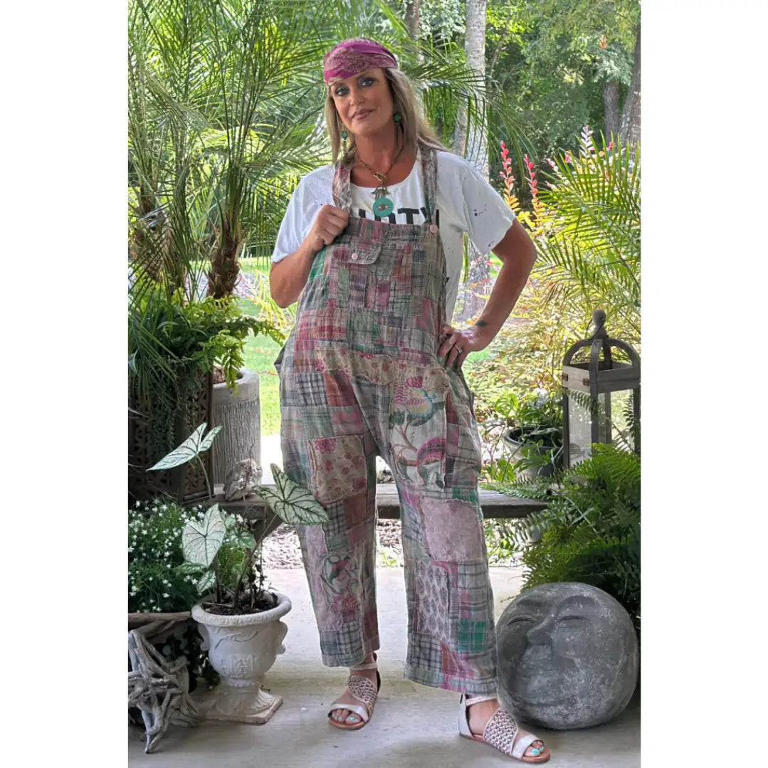 Jaded Gypsy Travels Await Overalls- Navy Plaid