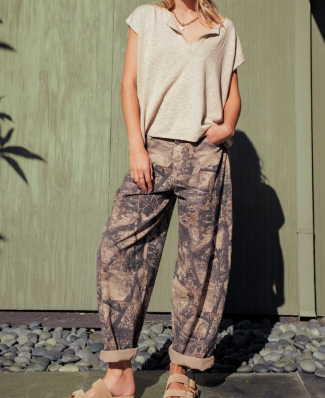 Cloud Drape Knit V-Neck Top- Beige