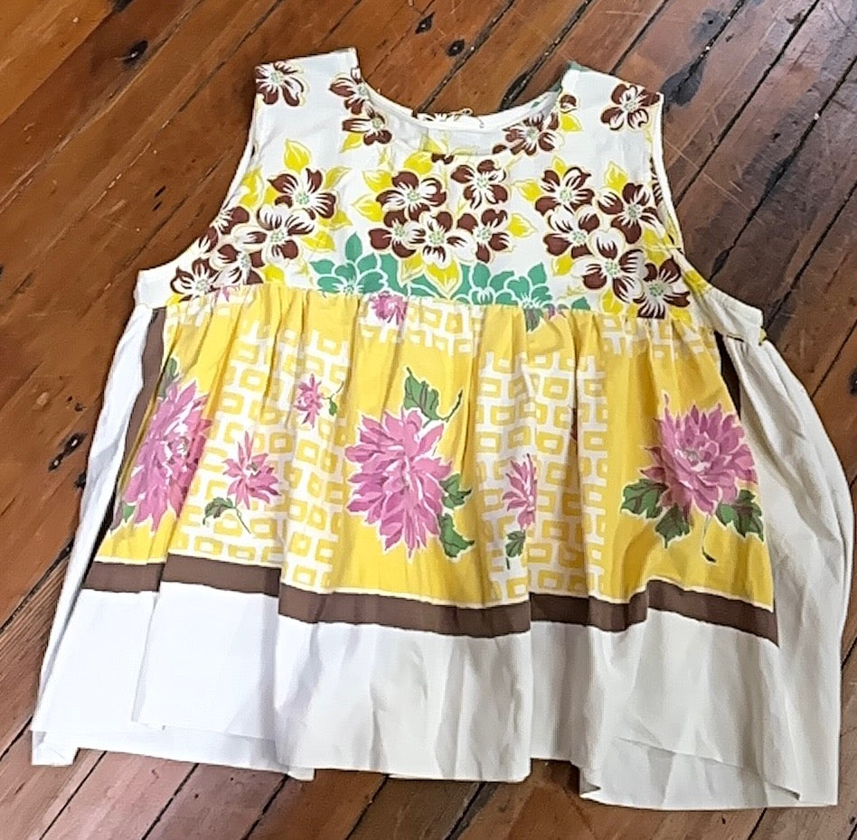 Floral Tablecloth Sleeveless Top