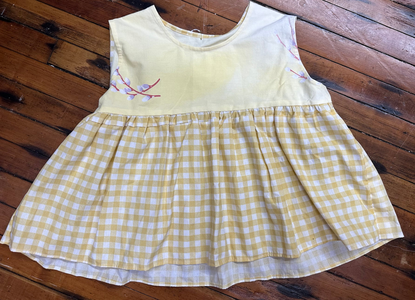 Yellow Checkered Tablecloth Sleeveless Top