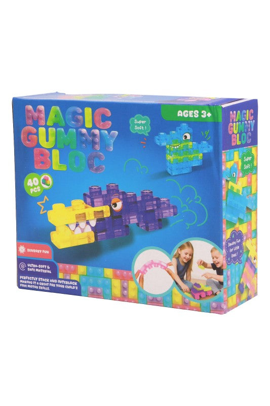 40 Count Colorful Gummy Squishy Sensory Building Blocks