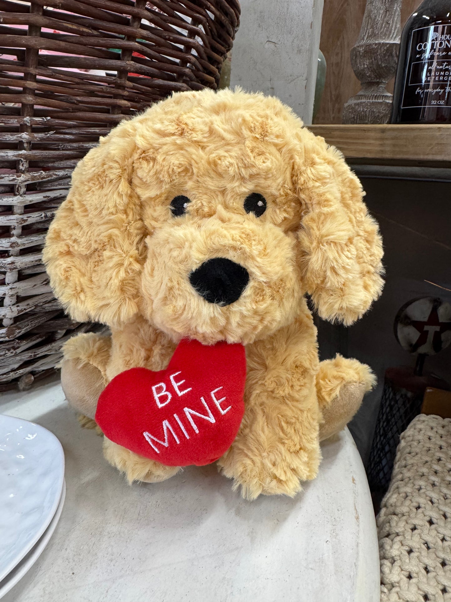 Golden Dog Warmies With Be Mine Heart