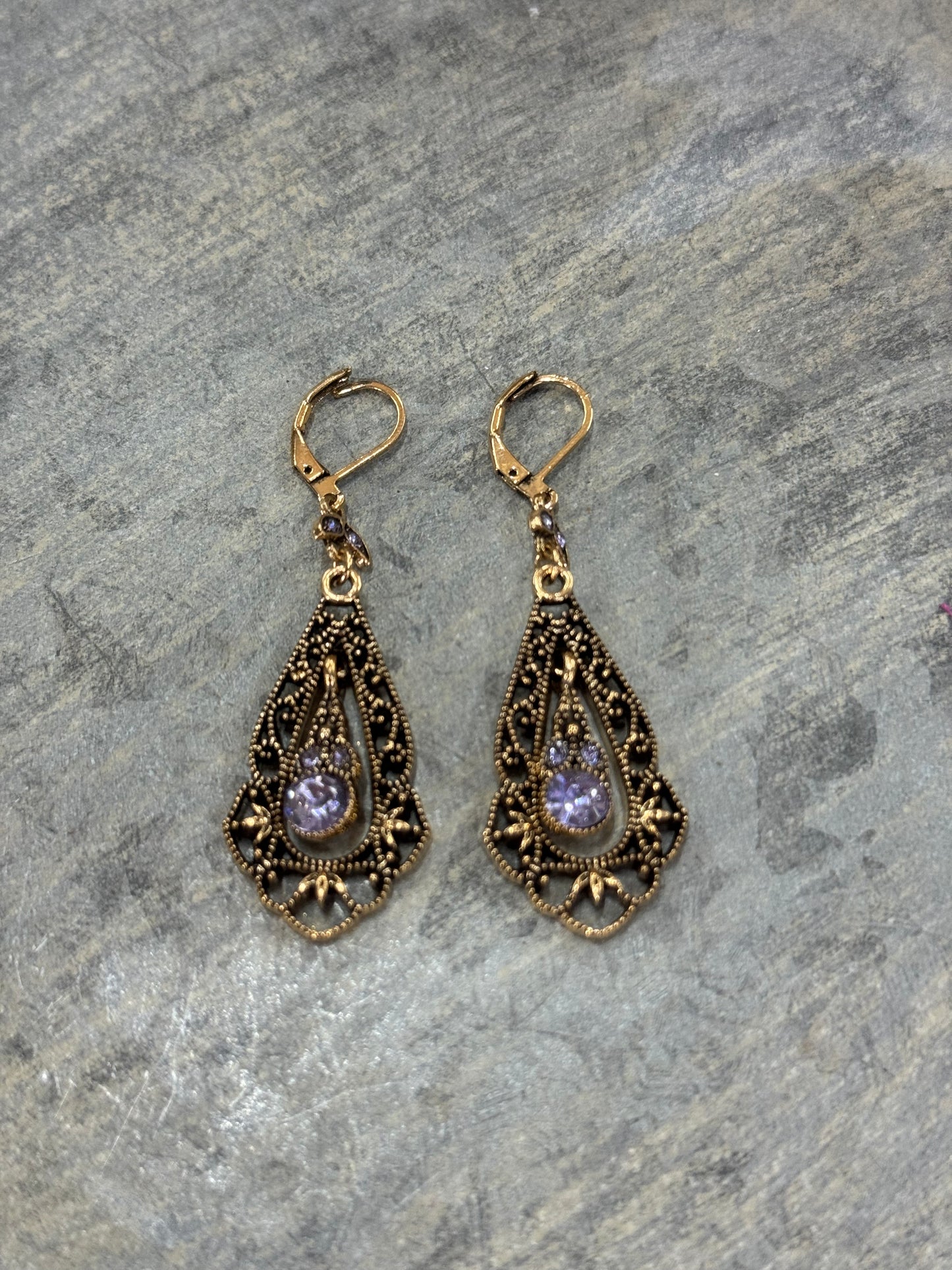 Lavender Crystal Victorian Chandelier Earrings