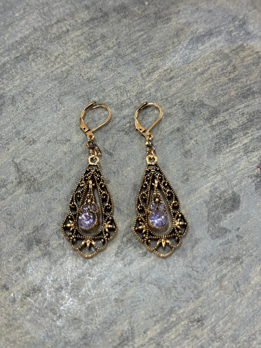 Lavender Crystal Victorian Chandelier Earrings