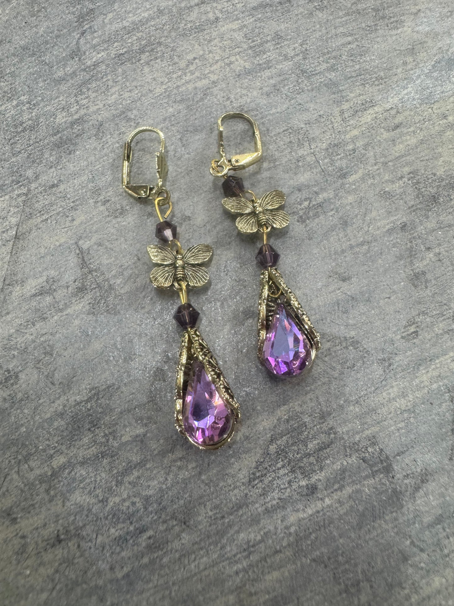 Butterfly Teardrop Jeweled Earrings