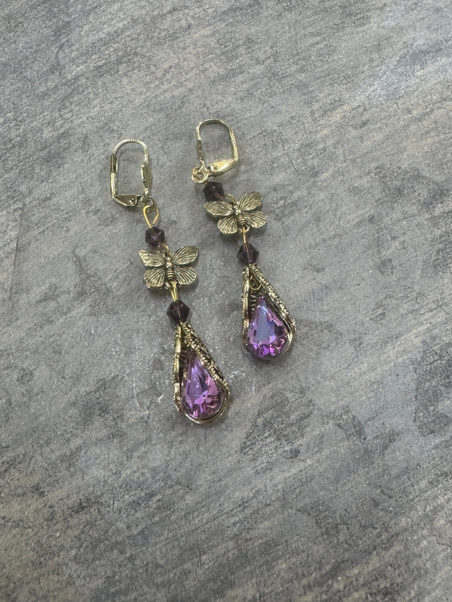 Butterfly Teardrop Jeweled Earrings