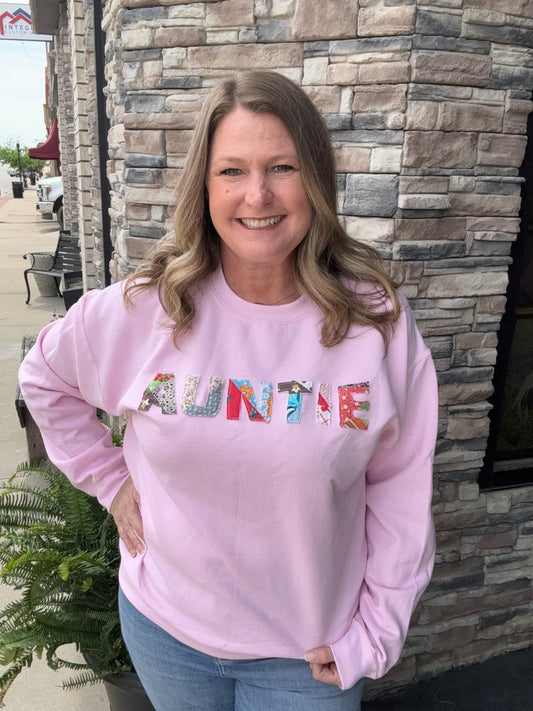 Auntie Quilt Patchwork Pink Sweatshirt
