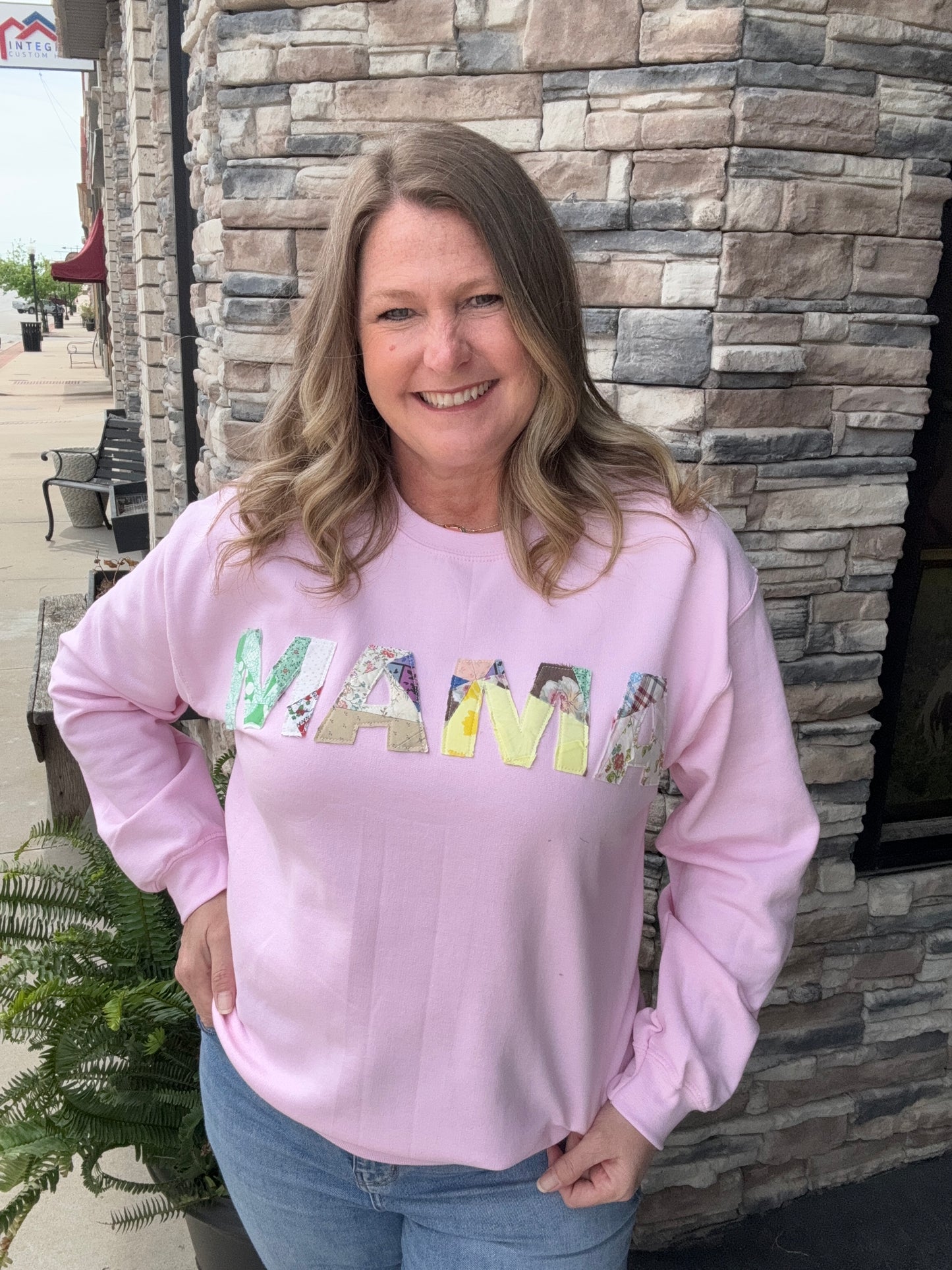 Quilted Mama Sweatshirt - Pink